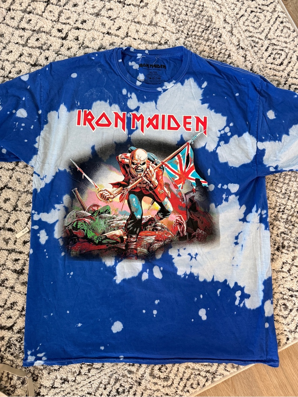 Blue Tie-Dye Iron Maiden Graphic Short Sleeve Tee
